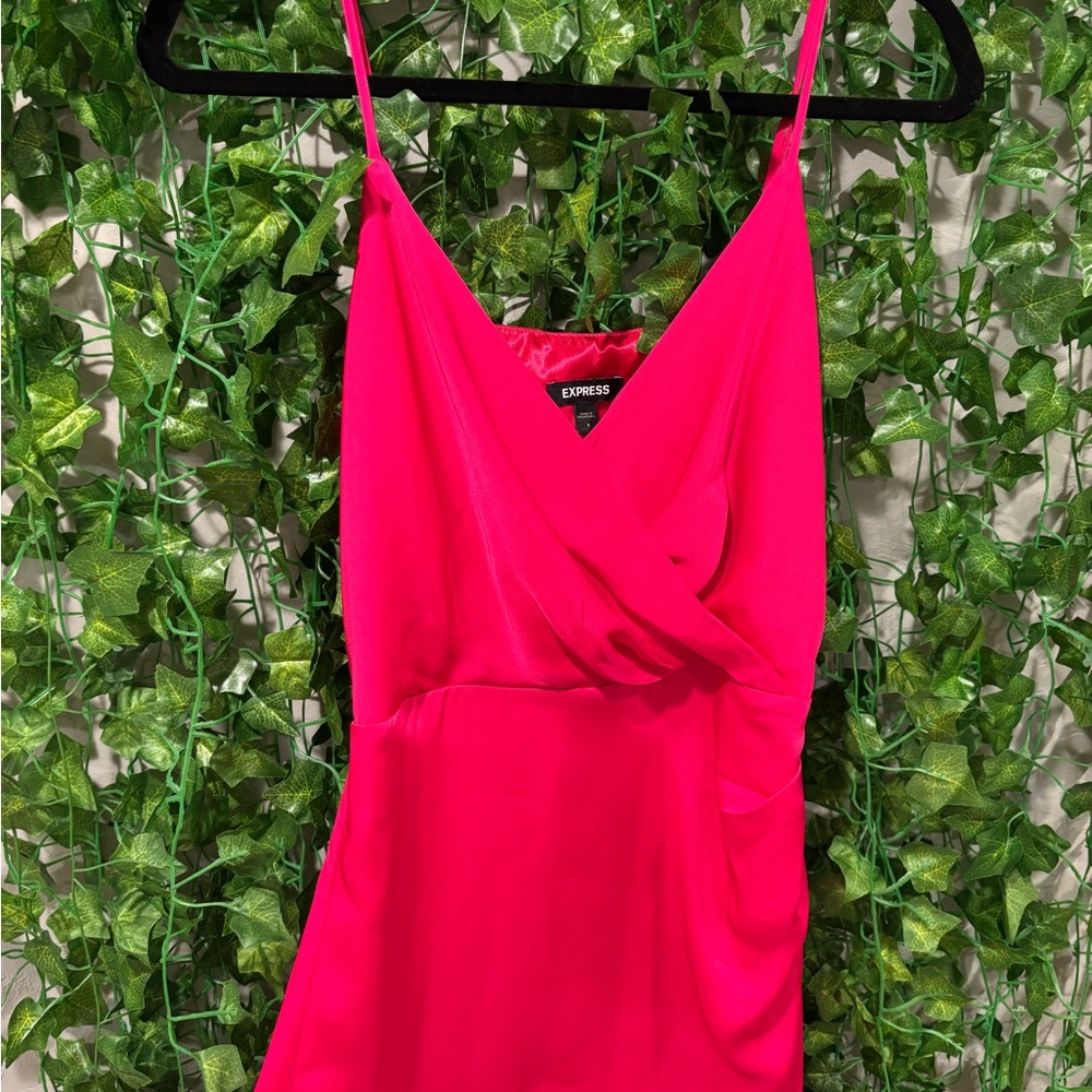 Express Vibrant Pink Wrap Dress